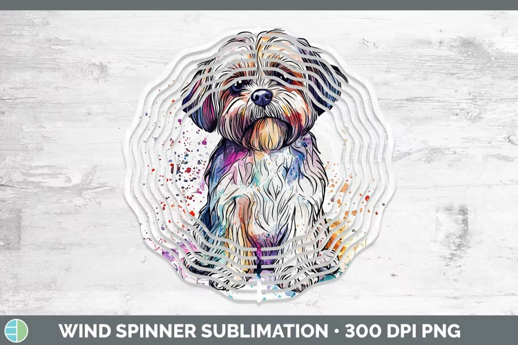 Watercolor Splash Shih Tzu Wind Spinner Sublimation Spinner