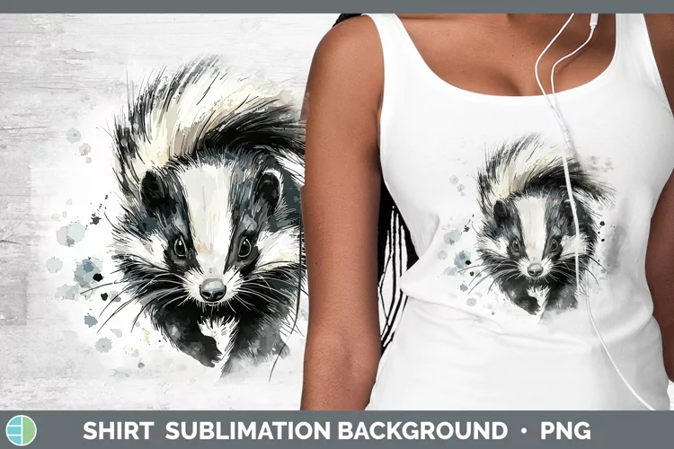 Watercolor Splash Skunk Shirt Sublimation Sublimation Backgr