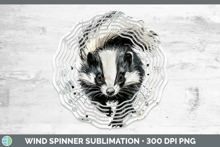 Watercolor Splash Skunk Wind Spinner Sublimation Spinner Des