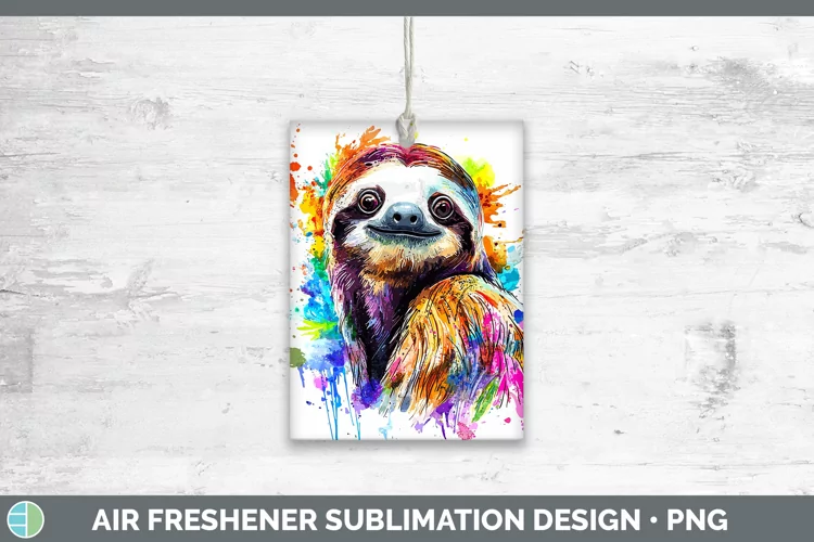 Watercolor Splash Sloth Air Freshener Sublimation Car Freshe