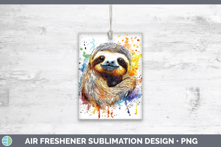 Watercolor Splash Sloth Air Freshener Sublimation Car Freshe