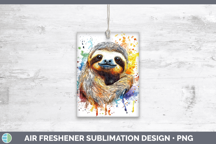 Watercolor Splash Sloth Air Freshener Sublimation Car Freshe
