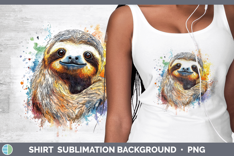Watercolor Splash Sloth Shirt Sublimation Sublimation Backgr