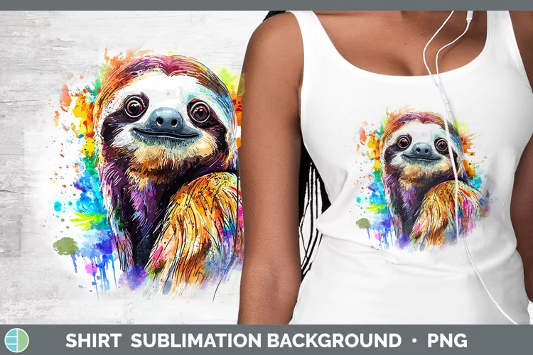 Watercolor Splash Sloth Shirt Sublimation Sublimation Backgr