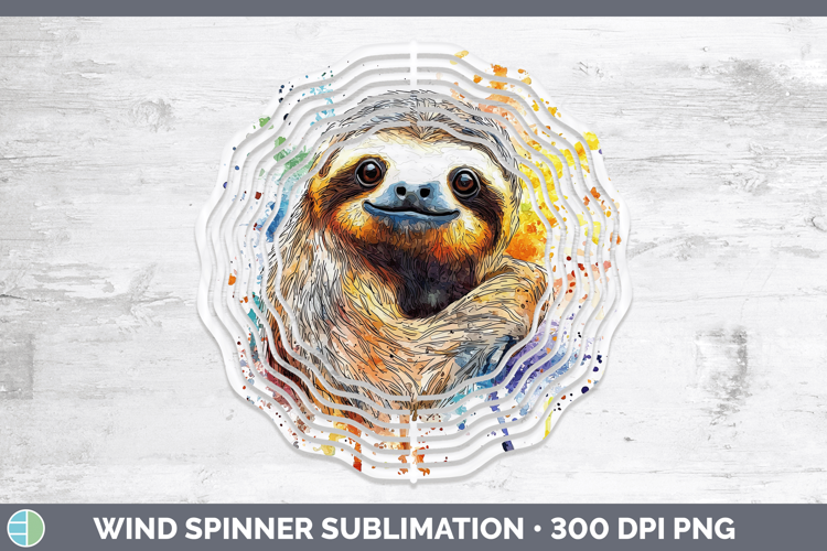 Watercolor Splash Sloth Wind Spinner Sublimation Spinner Des