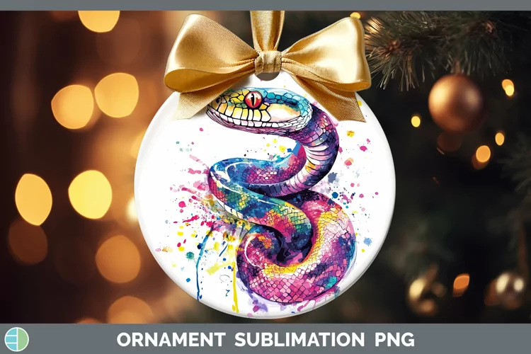 Watercolor Splash Snake Ornament Sublimation Bauble Designs
