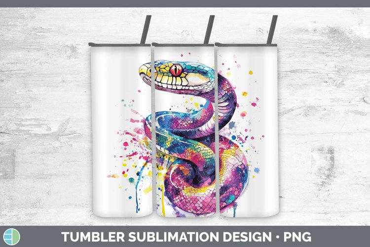 Watercolor Splash Snake Tumbler Sublimation 20 oz Skinny Tum