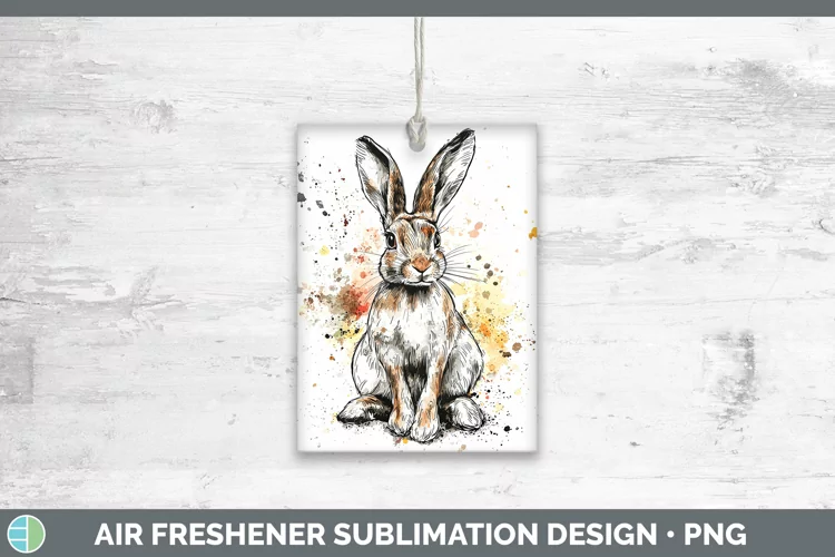 Watercolor Splash Snowshoe Hare Air Freshener Sublimation Ca