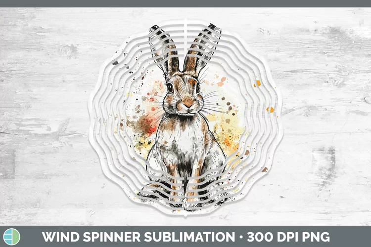 Watercolor Splash Snowshoe Hare Wind Spinner Sublimation Spi