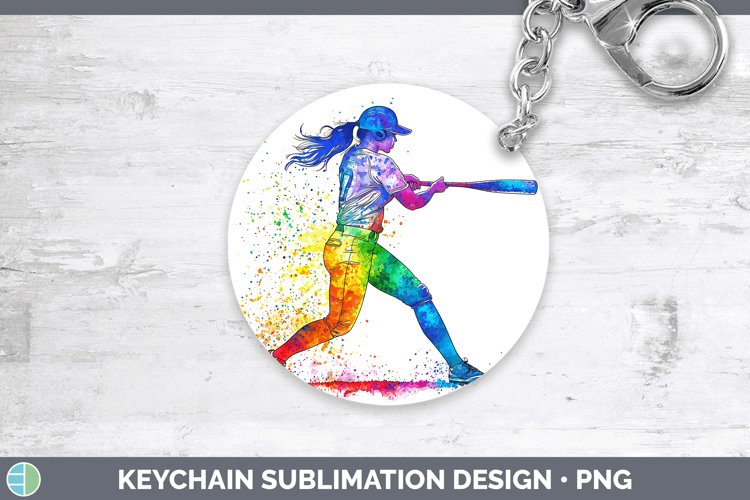 Watercolor Splash Softball Keychain Sublimation Keyring Desi