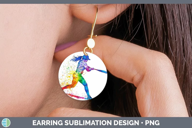 Watercolor Splash Softball Round Earrings Sublimation Earrin