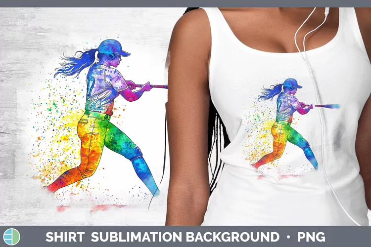 Watercolor Splash Softball Shirt Sublimation Sublimation Bac