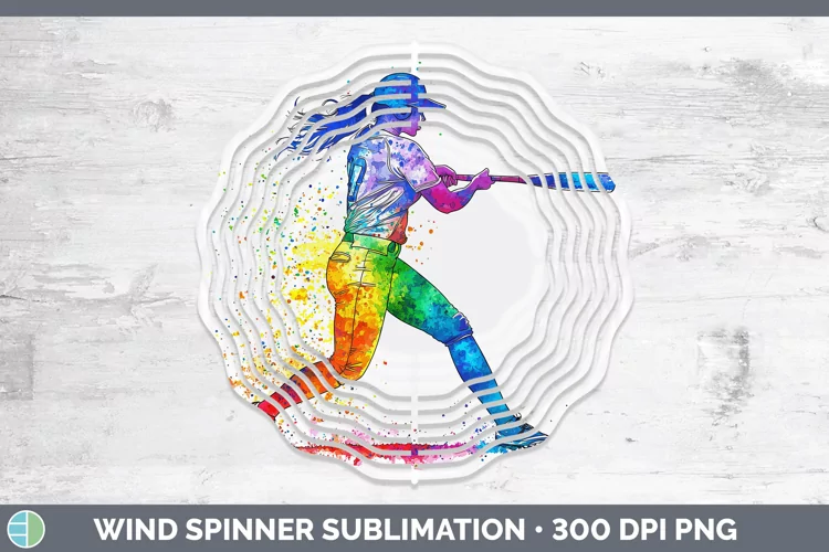 Watercolor Splash Softball Wind Spinner Sublimation Spinner