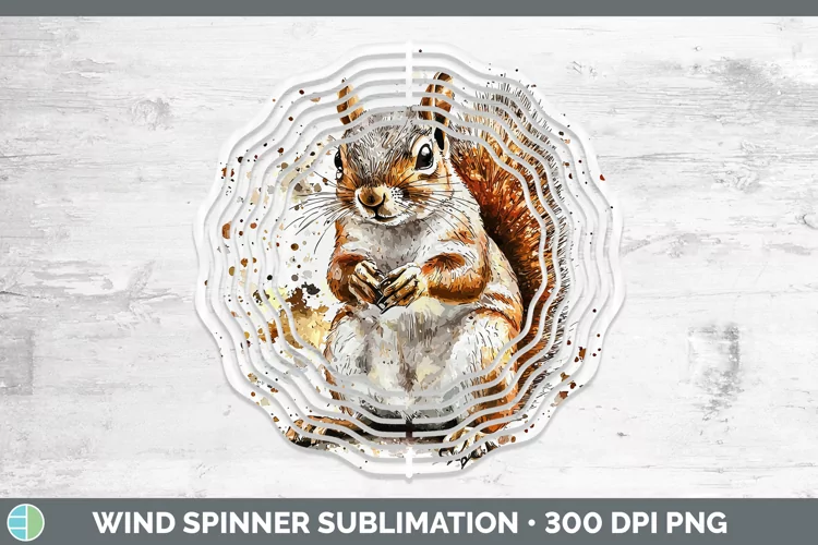 Watercolor Splash Squirrel Wind Spinner Sublimation Spinner