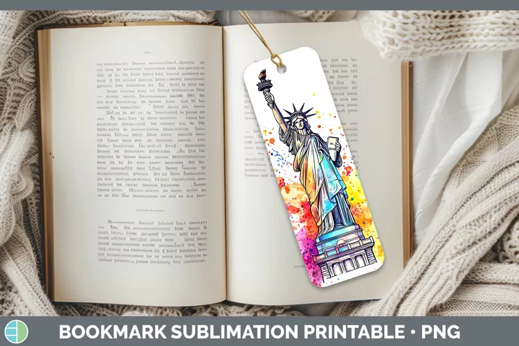 Watercolor Splash Statue of Liberty Bookmark Sublimation Pri
