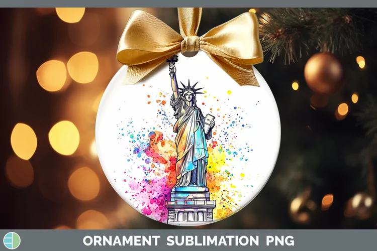 Watercolor Splash Statue of Liberty Ornament Sublimation Bau
