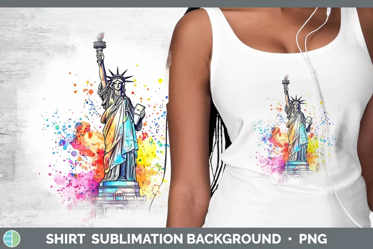 Watercolor Splash Statue of Liberty Shirt Sublimation Sublim