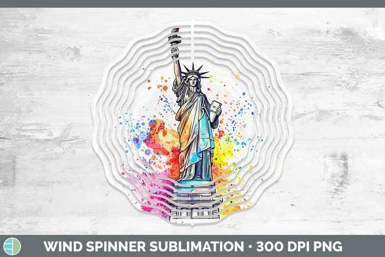 Watercolor Splash Statue of Liberty Wind Spinner Sublimation