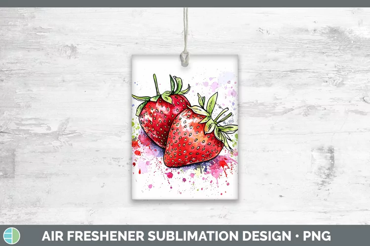 Watercolor Splash Strawberry Air Freshener Sublimation Car F