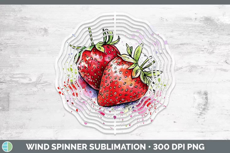 Watercolor Splash Strawberry Wind Spinner Sublimation Spinne