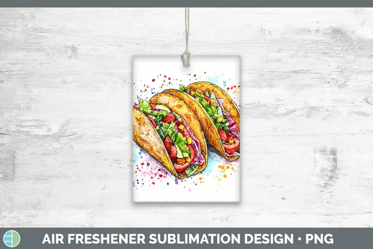 Watercolor Splash Tacos Air Freshener Sublimation Car Freshe