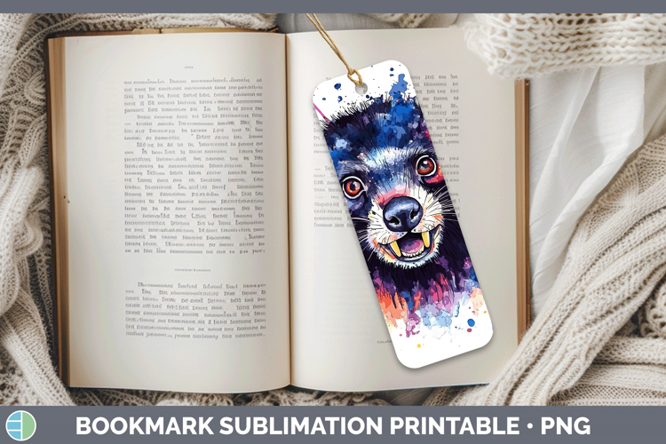 Watercolor Splash Tasmanian Devil Bookmark Sublimation Print