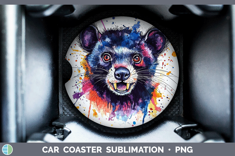 Watercolor Splash Tasmanian Devil Car Coaster Sublimation D