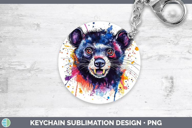 Watercolor Splash Tasmanian Devil Keychain Sublimation Keyri