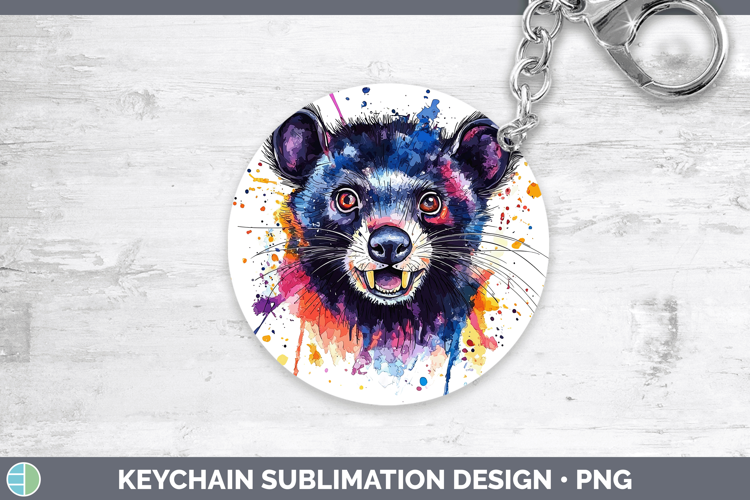 Watercolor Splash Tasmanian Devil Keychain Sublimation Keyri