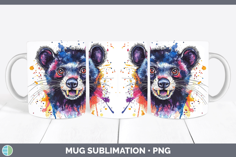 Watercolor Splash Tasmanian Devil Mug Wrap Sublimation Coffe