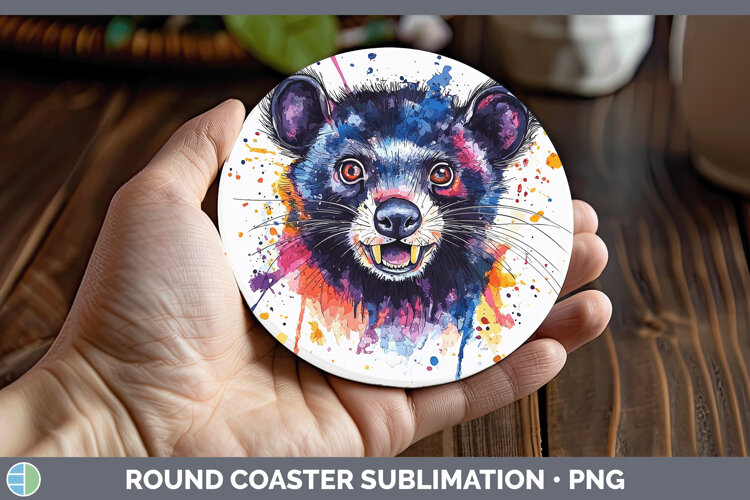 GorgeousWatercolor Splash Round Coaster design.