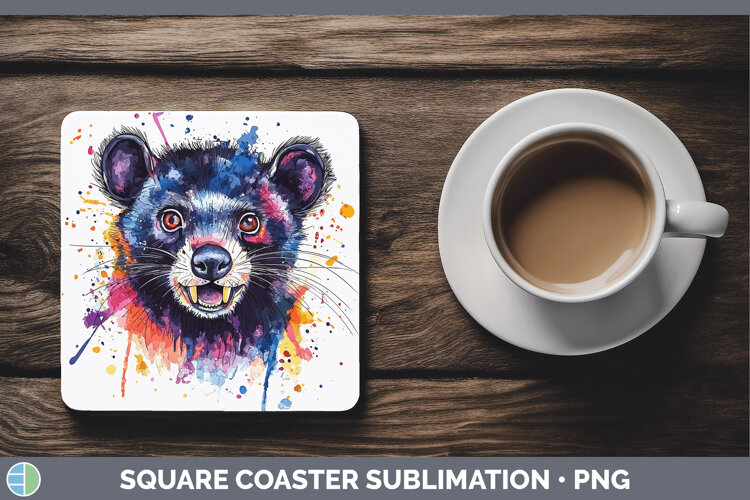 GorgeousWatercolor Splash Square Coaster design.