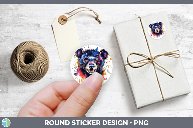 Watercolor Splash Tasmanian Devil Stickers | Round Labels De