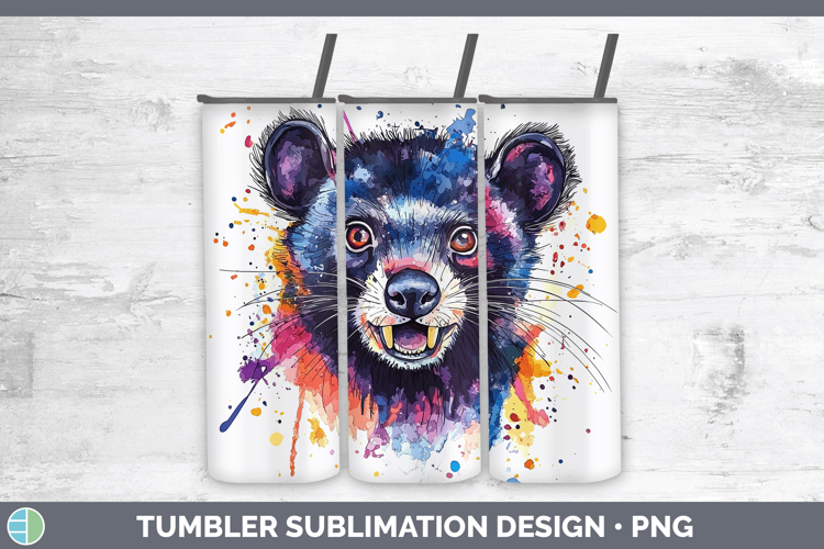Watercolor Splash Tasmanian Devil Tumbler Sublimation 20 oz