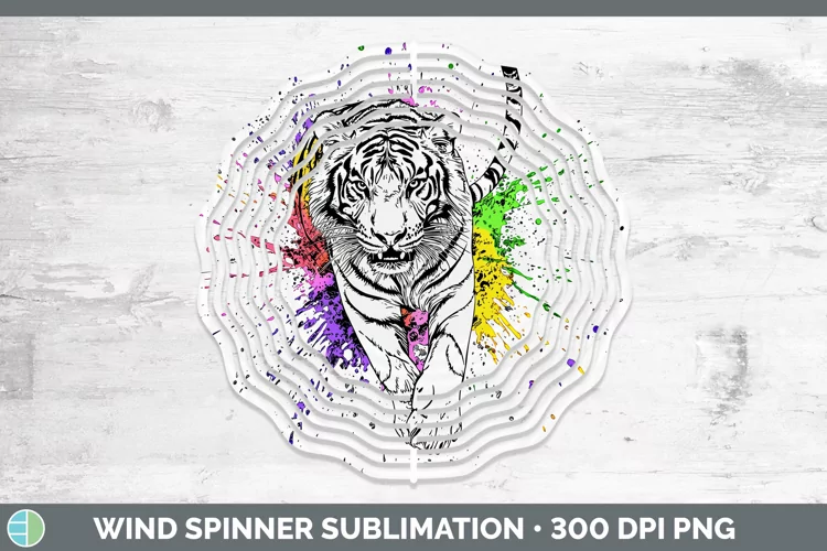 Watercolor Splash Tiger Wind Spinner Sublimation Spinner Des