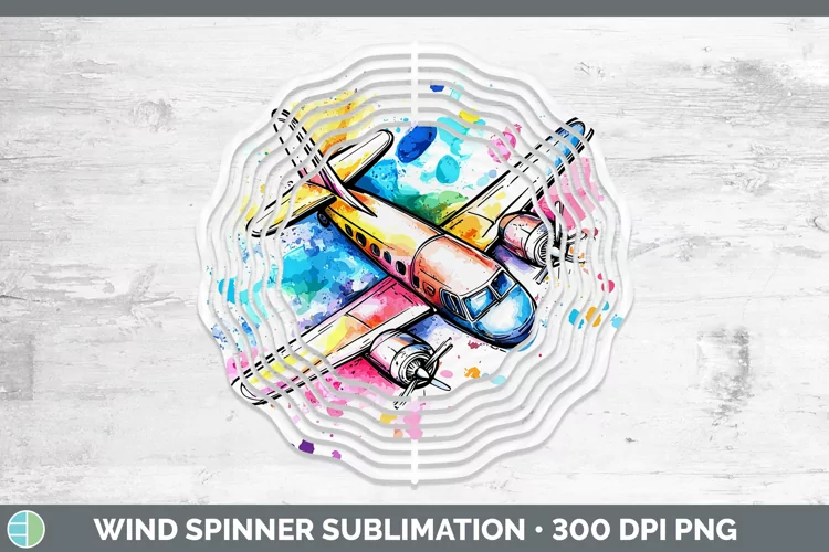 Watercolor Splash Toy Airplane Wind Spinner Sublimation Spin