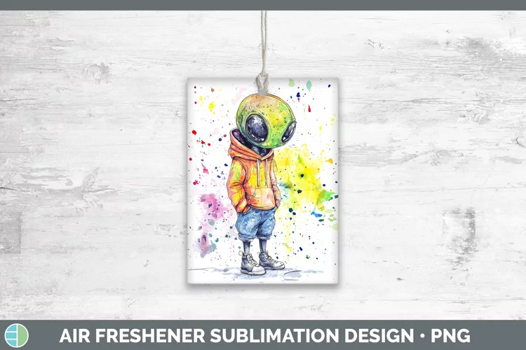 Watercolor Splash Toy Alien Air Freshener Sublimation Car Fr