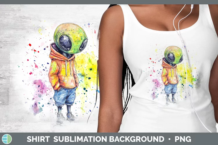 Watercolor Splash Toy Alien Shirt Sublimation Sublimation Ba