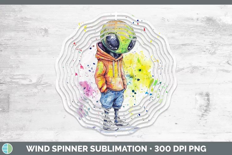 Watercolor Splash Toy Alien Wind Spinner Sublimation Spinner