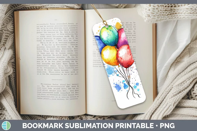 Watercolor Splash Toy Balloons Bookmark Sublimation Printabl
