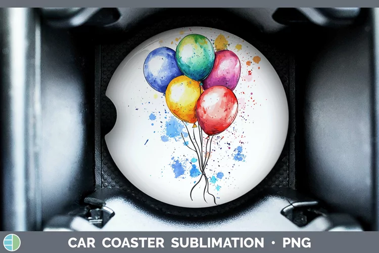 Watercolor Splash Toy Balloons Car Coaster Sublimation Desi
