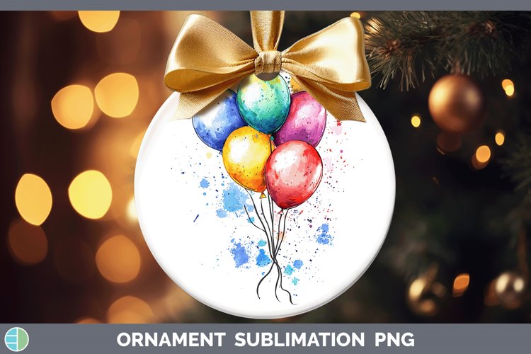 Watercolor Splash Toy Balloons Ornament Sublimation Bauble D