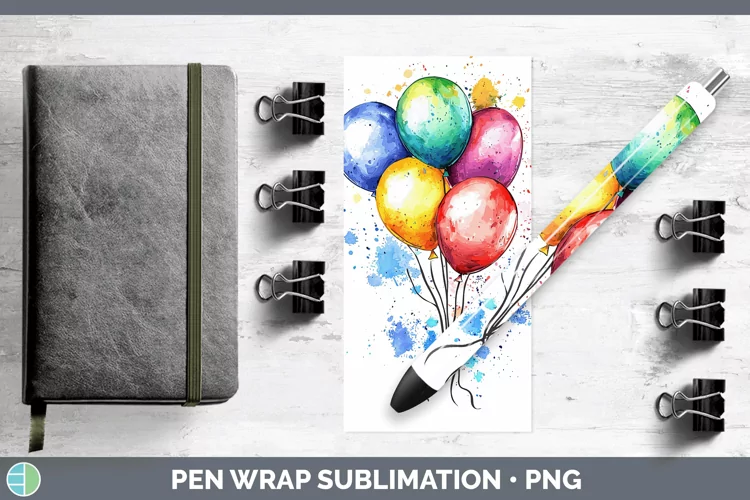 Watercolor Splash Toy Balloons Pen Wrap Sublimation Pen Desi