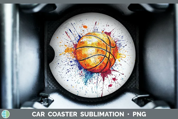 Watercolor Splash Toy Basketball Car Coaster Sublimation De