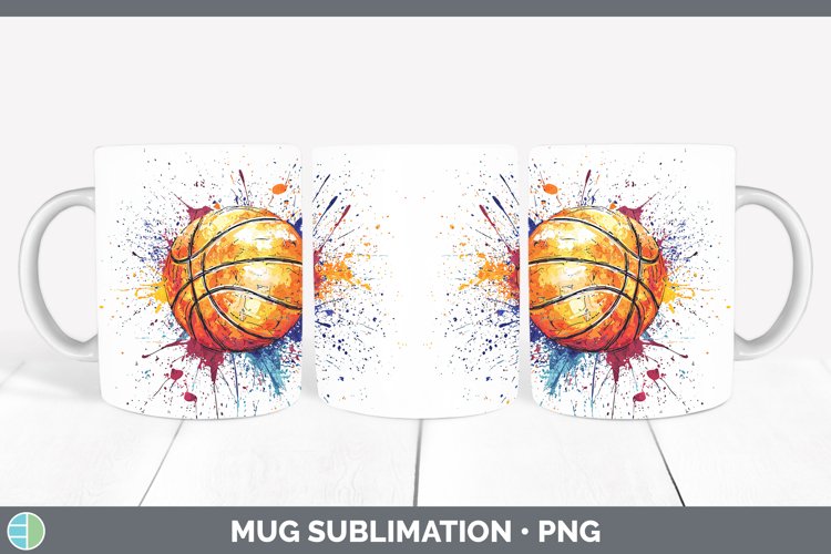 Watercolor Splash Toy Basketball Mug Wrap Sublimation Coffee