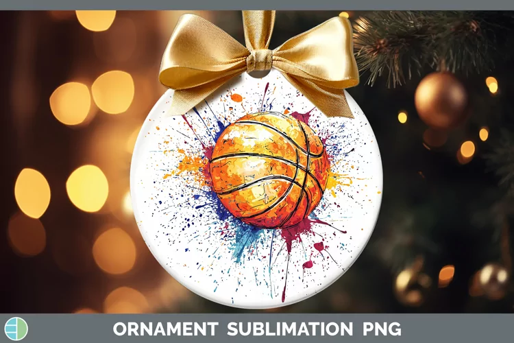Watercolor Splash Toy Basketball Ornament Sublimation Bauble