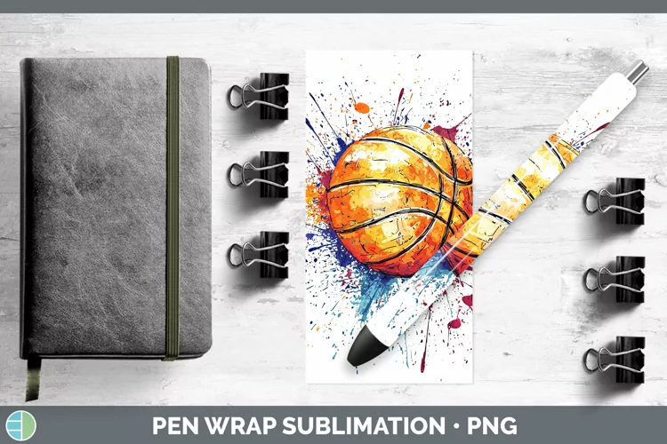 Watercolor Splash Toy Basketball Pen Wrap Sublimation Pen De