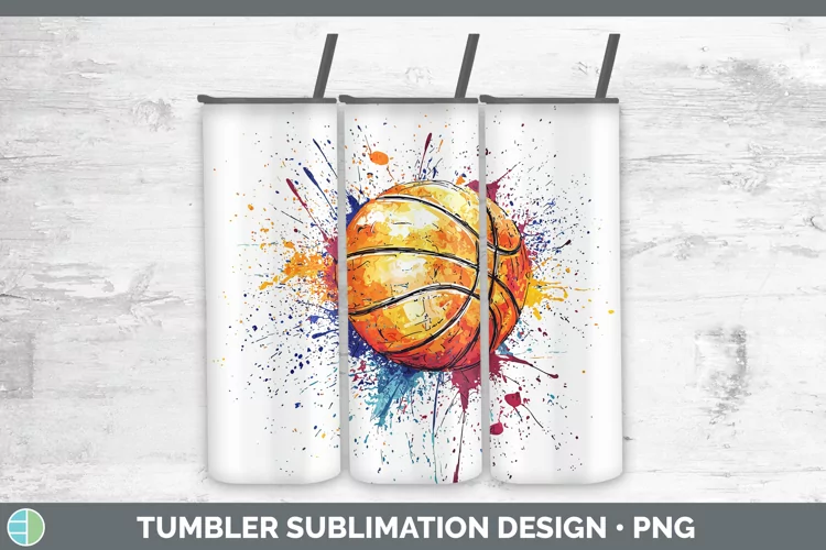 Watercolor Splash Toy Basketball Tumbler Sublimation 20 oz S