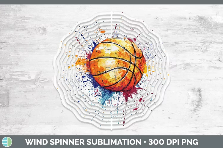 Watercolor Splash Toy Basketball Wind Spinner Sublimation Sp