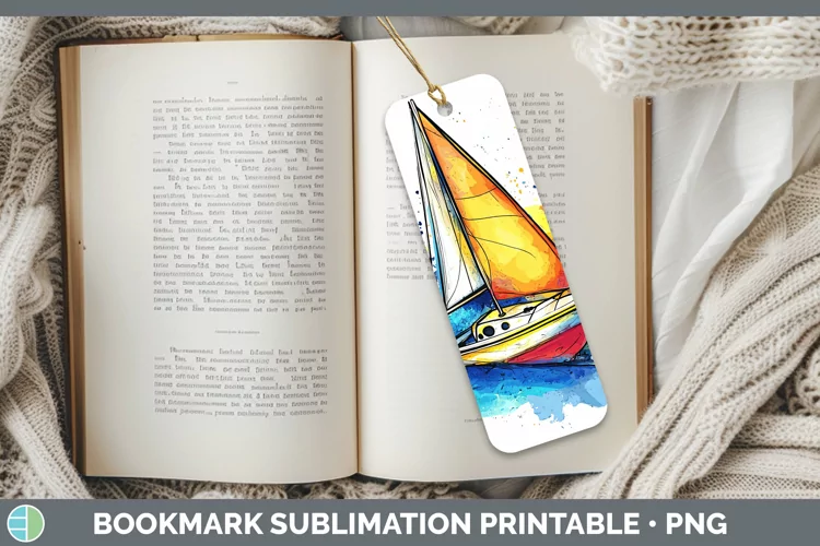Watercolor Splash Toy Boat Bookmark Sublimation Printable De